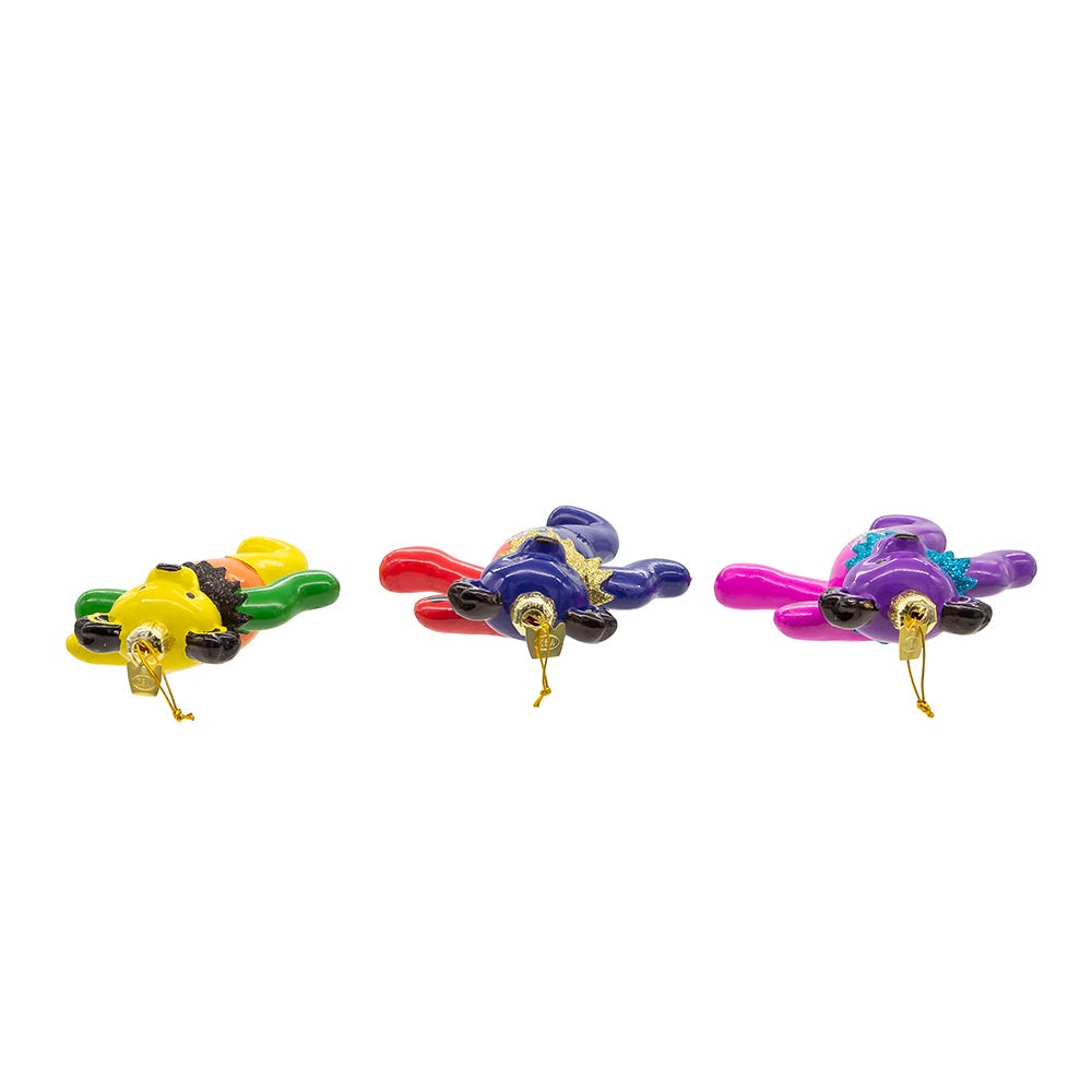 Kurt Adler 4.25-Inch Noble Gems Glass Grateful Dead Bear 3-Piece Ornament Set